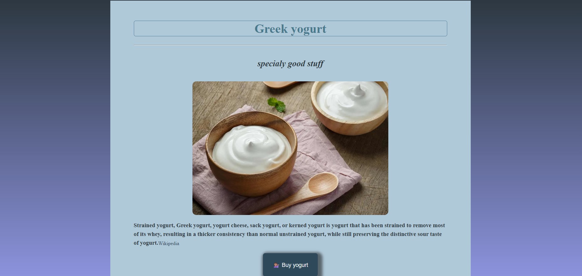 Yogurt project